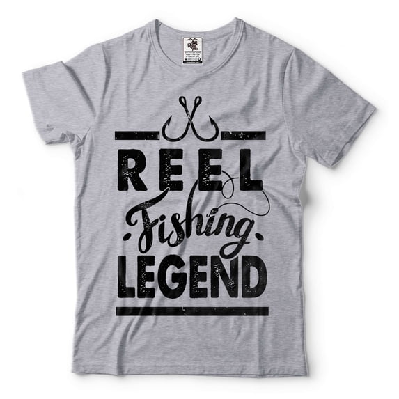 Fishing Shirt Reel Fishing Legend T-Shirt Fishing Gifts Fisherman Shirt Father's Day Fishing Shirt (Small Grey)