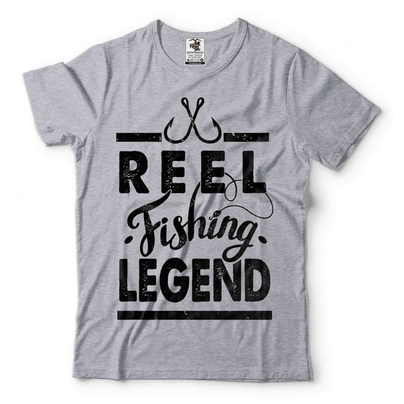 Fishing Shirt Reel Fishing Legend T-Shirt Fishing Gifts Fisherman Shirt Father's Day Fishing Shirt (XX-Large Grey)