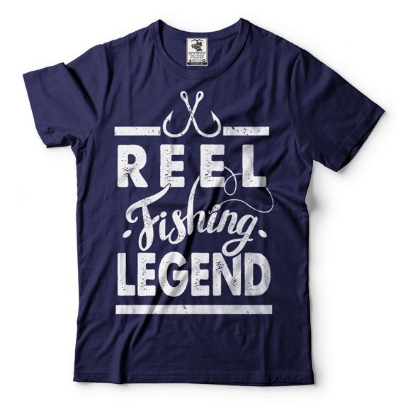 Fishing Shirt Reel Fishing Legend T-Shirt Fishing Gifts Fisherman Shirt Father's Day Fishing Shirt (XX-Large Navy Blue)