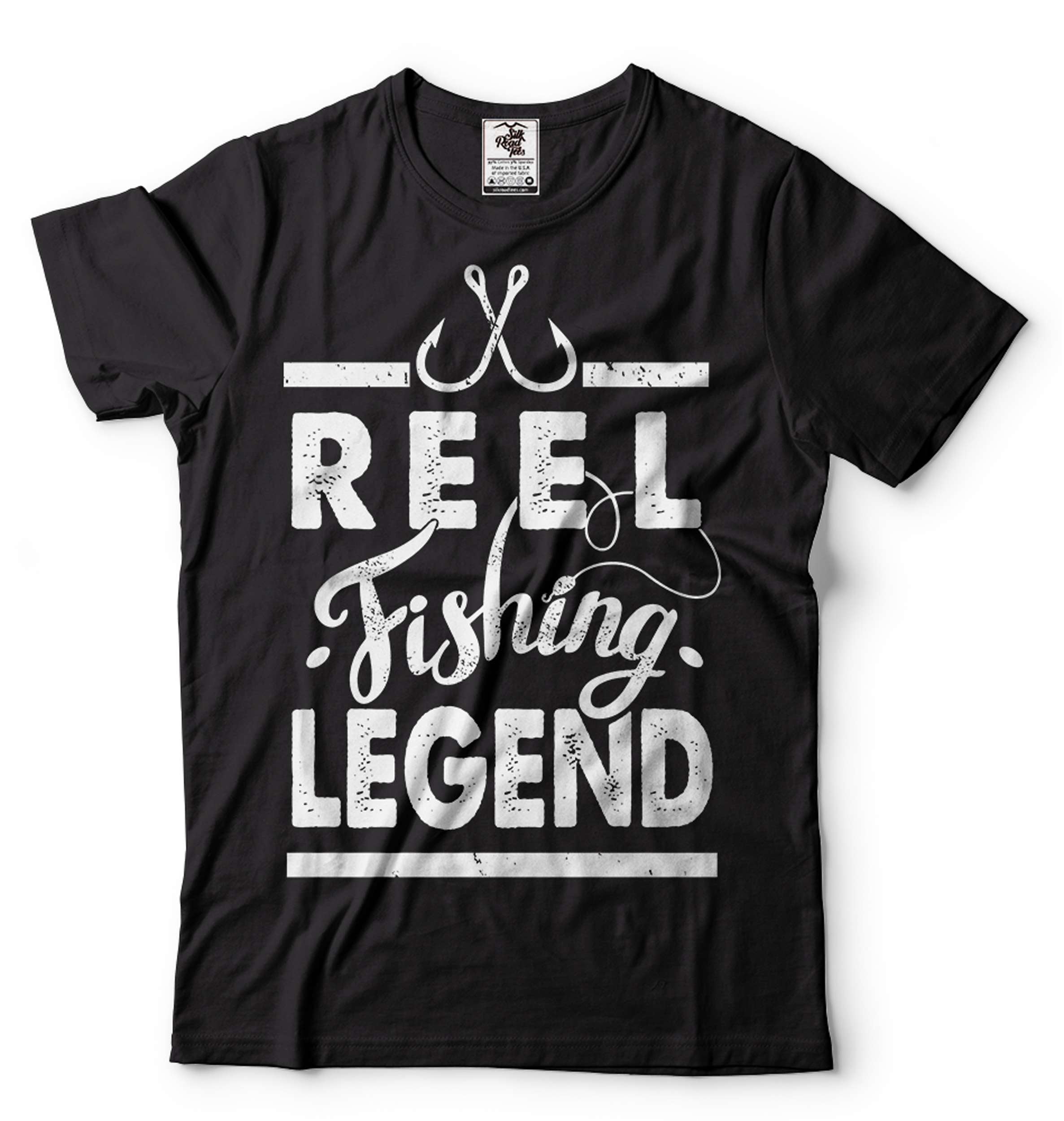 Fishing Shirt Reel Fishing Legend T-Shirt Fishing Gifts Fisherman Shirt  Father's Day Fishing Shirt (4X-Large Navy Blue)