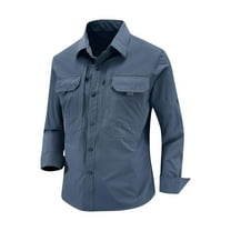 Fishing Shirt for Men Long Sleeve Button Down Work Shirt Quick Dry Tactical Shirt with Pockets Breathable for Hiking Travel