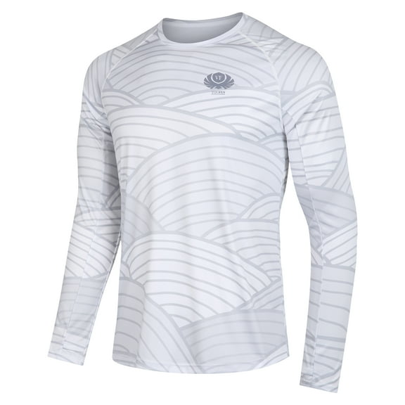 voofly Fishing Shirts for Men, Breathable Crew Neck Long Sleeve Casual Tops, Gray M