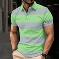 thumbnail image 1 of Fishing Shirts for Men Lapel Collar Shirt Men Short Sleeve Golf T-Shirt Casual Striped Printed Slim Fitting Breathable Workout Dress Tee Shirts Green L, 1 of 5