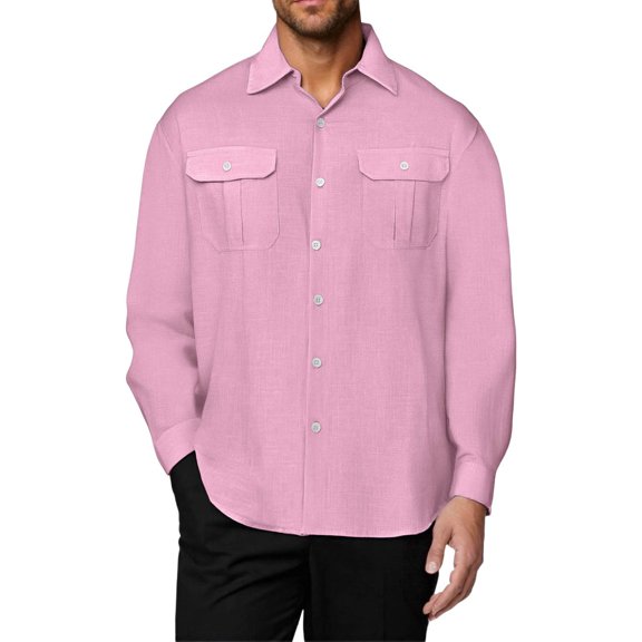 Fishing Shirts for Men Long Sleeve Button Down Shirts Work Shirts Casual Cotton Tops for Outdoor Hiking Travel Beach