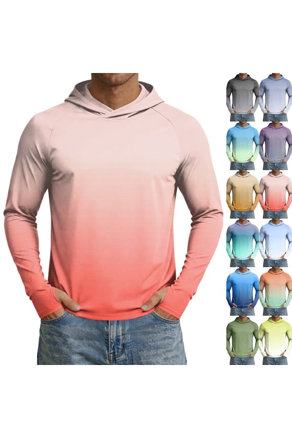 Fishing Shirts for Men Long Sleeve Sun Hoodie Performance Soft Rash Guard with Thumbholes for Workout Running,XL,Red