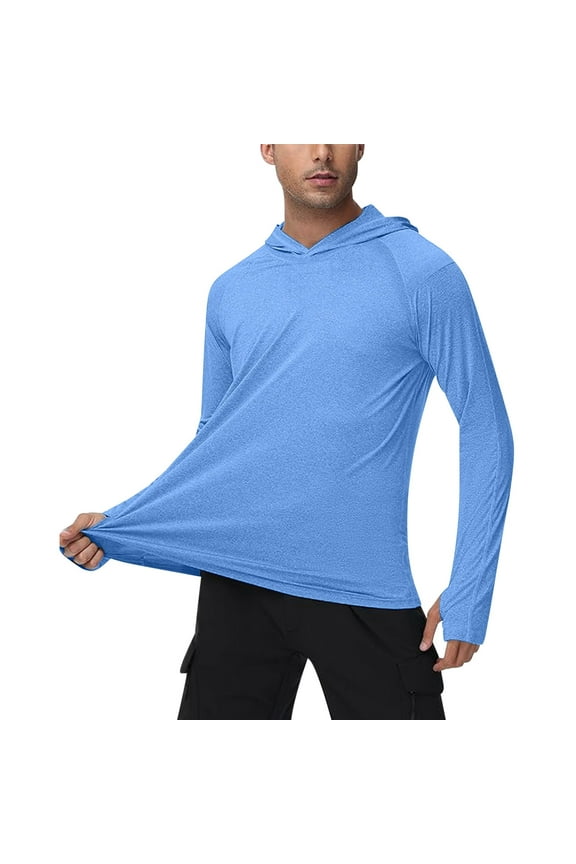 Fishing Shirts for Men Long Sleeve UPF 50+ T Shirt Sun Protection Reglan Hooded Tops Hiking Running Swimming Pullover
