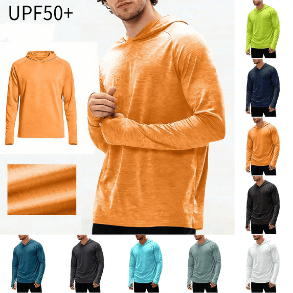 Fishing Shirts for Men UPF 50+ Sun Protection Long Sleeve Hoodie with Quick Dry Outdoor Breathable Athletic Pullover Tops S-3XL