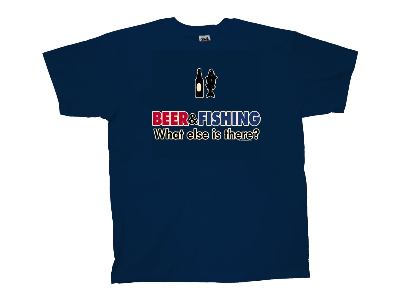 Funny Fishing Short Sleeve T-shirt Beer & Fishing What Else is