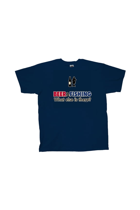 Fishing Short Sleeve T-shirt Beer & Fishing What Else?-Nb-S Navy Blue