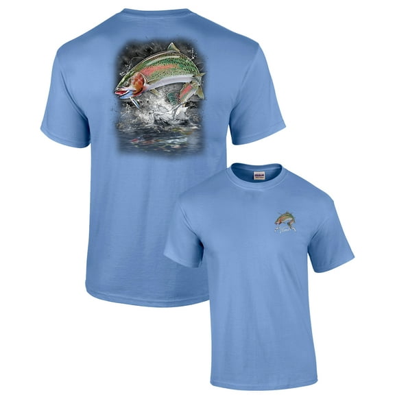 Fishing Short Sleeve T-shirt Jumping Rainbow Trout-carolina-large