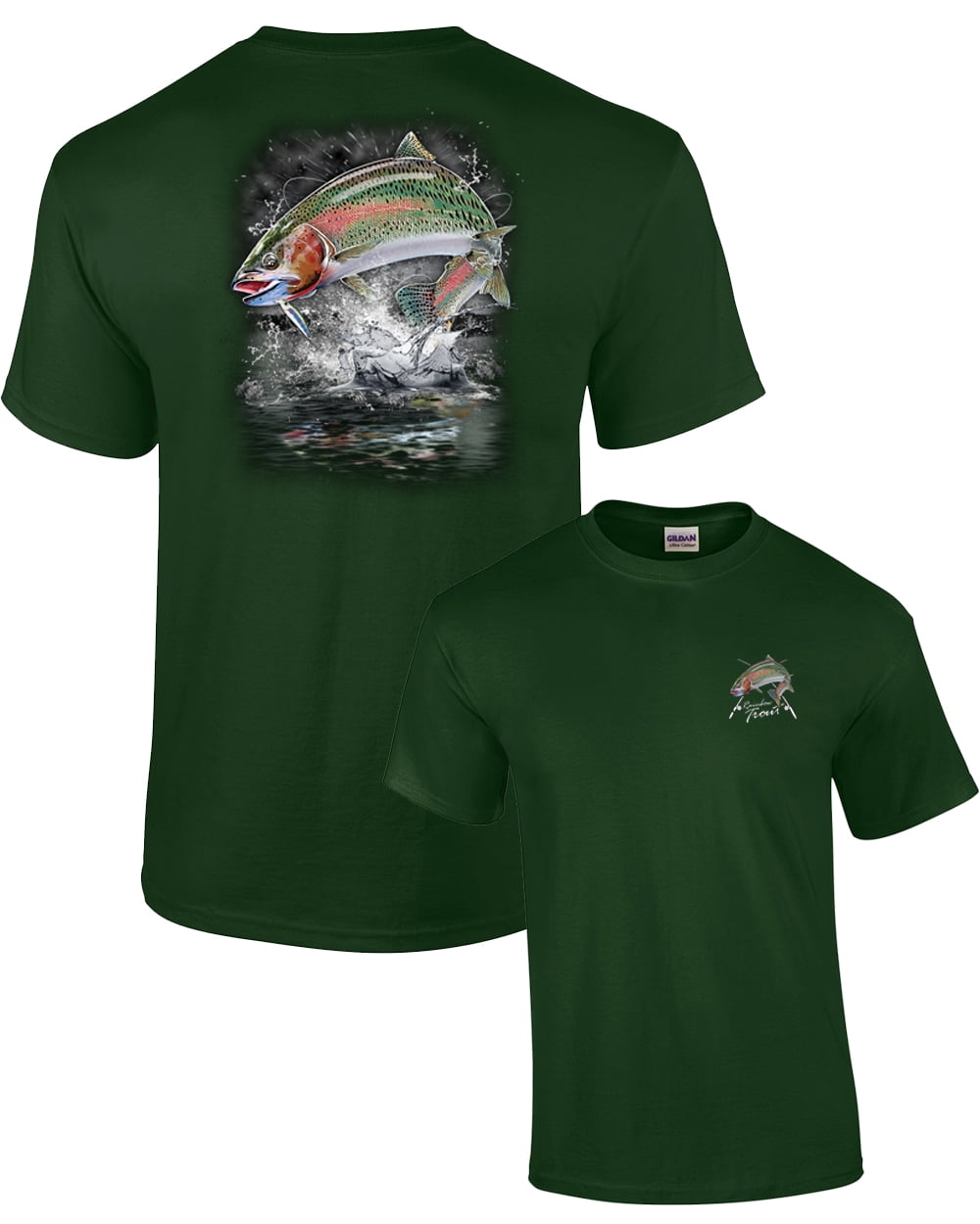 Fishing Short Sleeve T-shirt Jumping Rainbow Trout-charcoal-medium
