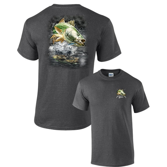 Fishing Short Sleeve T-shirt Jumping Striped Bass-heathergray-xxxl