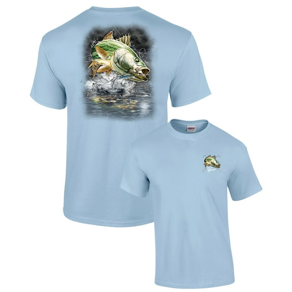 Fishing Short Sleeve T-shirt Jumping Striped Bass-lightblue-large