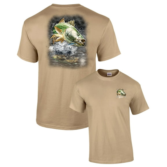 Fishing Short Sleeve T-shirt Jumping Striped Bass-tan-xxxl