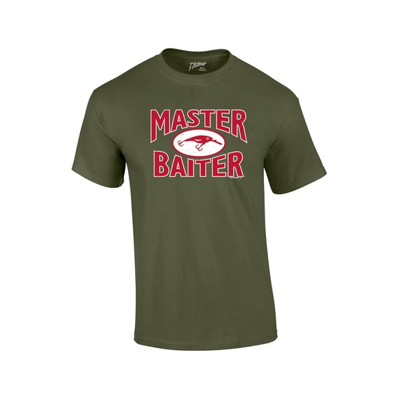 Fishing Short Sleeve T-shirt Master Baiter Hook Lure-Army-XXL