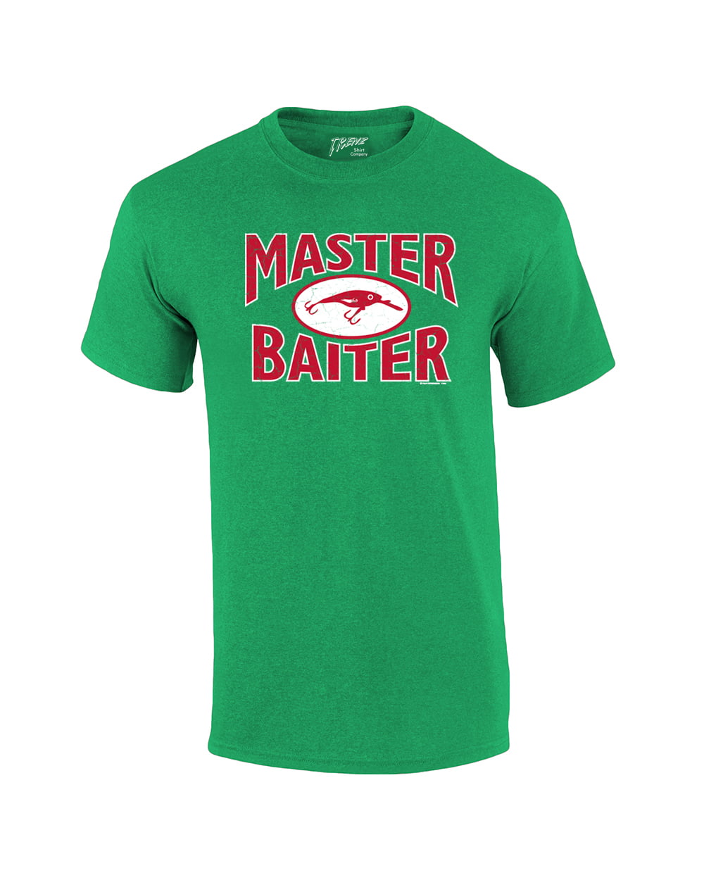 Fishing Short Sleeve T-shirt Master Baiter Hook Lure-Brown-XXL 
