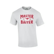 Fishing Short Sleeve T-shirt Master Baiter Hook Lure-White-XXL