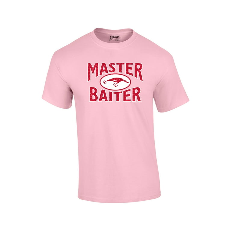 Fishing Short Sleeve T-shirt Master Baiter Hook Lure-lightpink-Small 