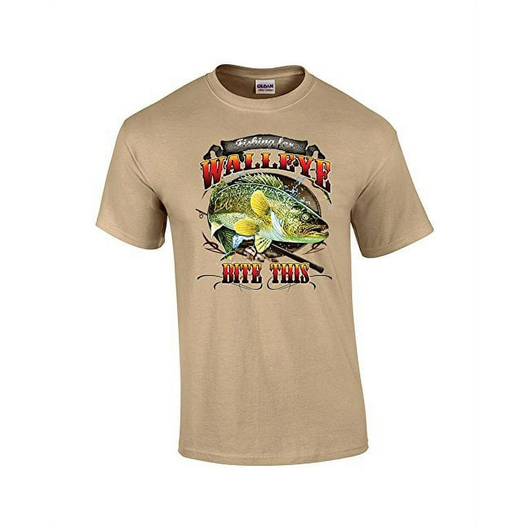 Trenz Shirt Company Fishing T-Shirt Walleye Bite This-tan-xxl, Men's, Size: 2XL, Black