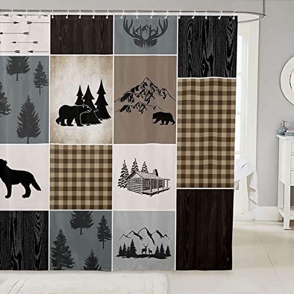 Fishing Shower Curtain Rustic Farmhouse Cabin Home Decor Bathroom