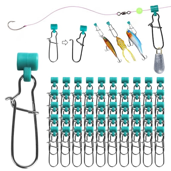 Fishing Sinker Slides 50PCS Heavy Duty Sinker Slider Fishing Weights Connector Kit Duo Lock Snap Sinkers Fishing Rig Accessories Saltwater Freshwater Fishing Tackle Box System