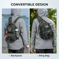 thumbnail image 1 of Fishing Sling Bag with Rod & Beverage Holder, Spacious Tackle Backpack for Bank & Boat Fishing, 1 of 6