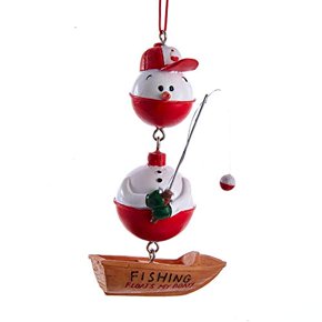 Cape Shore 3-Inch Snowman Fisherman Christmas Ornament - Lobster Trap & Raincoat Design
