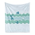 thumbnail image 1 of Fishing Soft Flannel Fleece Blanket, Fish Tail and Starfish Swimming in Flat Waves Submarine Comical Illustration Nature, Cozy Plush for Indoor and Outdoor Use, 50" x 60", Pale Blue, by Ambesonne, 1 of 5