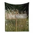 thumbnail image 1 of Fishing Soft Flannel Fleece Throw Blanket, Sign on a Pole Among Summer Daisy Floral Field Nature Illustration Printed, Cozy Plush for Indoor and Outdoor Use, 50" x 70", Multicolor, by Ambesonne, 1 of 5
