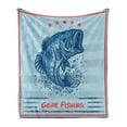 thumbnail image 1 of Fishing Soft Flannel Fleece Throw Blanket, Vintage Design Trout Fish Stars in American Flag Colored Frame Illustration, Cozy Plush for Indoor and Outdoor Use, 70" x 90", Multicolor, by Ambesonne, 1 of 5