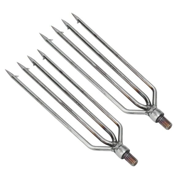 Fishing Spear Fishing Harpoon 4 Prongs Harpoon 2 Pcs Stainless Steel 4 Prongs Harpoon Gig Gaff Hook Barb Fish Spear For Outdoor Fishing Tackle