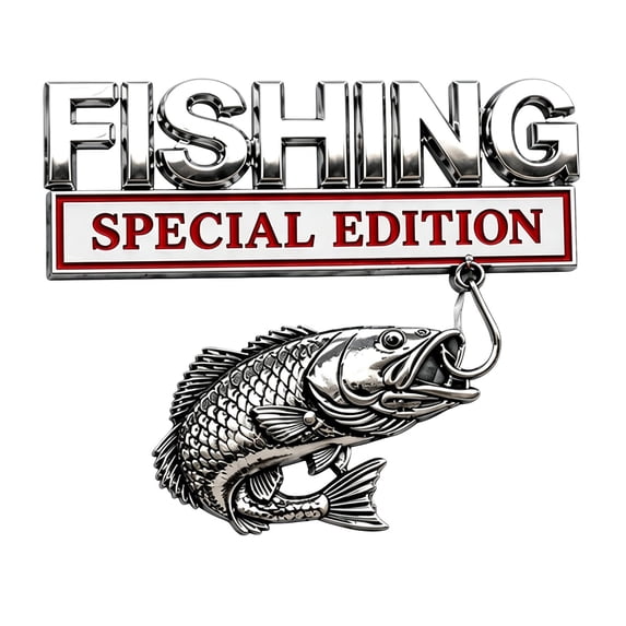 Fishing Special Edition Car Emblem, Metal Fishing Themed Vehicle Badge ...