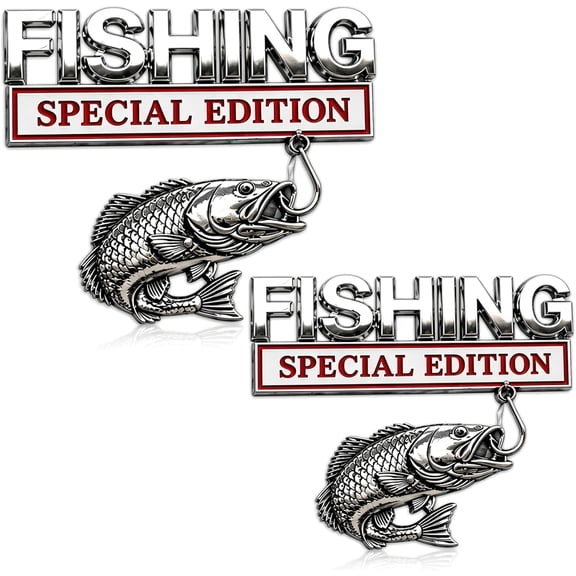 Fishing Special Edition Premium 3D Metal Vehicle Emblem Badge, Metal Fish Car Emblem, Car Emblem for Truck SUV Boat Trailer, Gift for Anglers