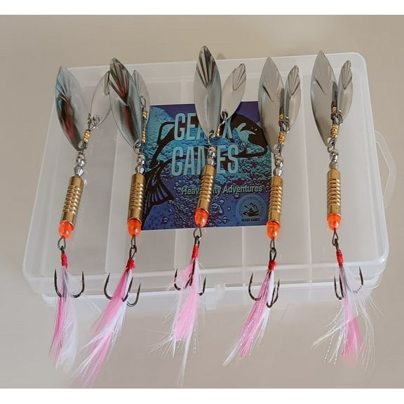 Geaux Games 3.6 In Steel Spinner Baits Fishing Lures for Ahi Tuna, 5 Count