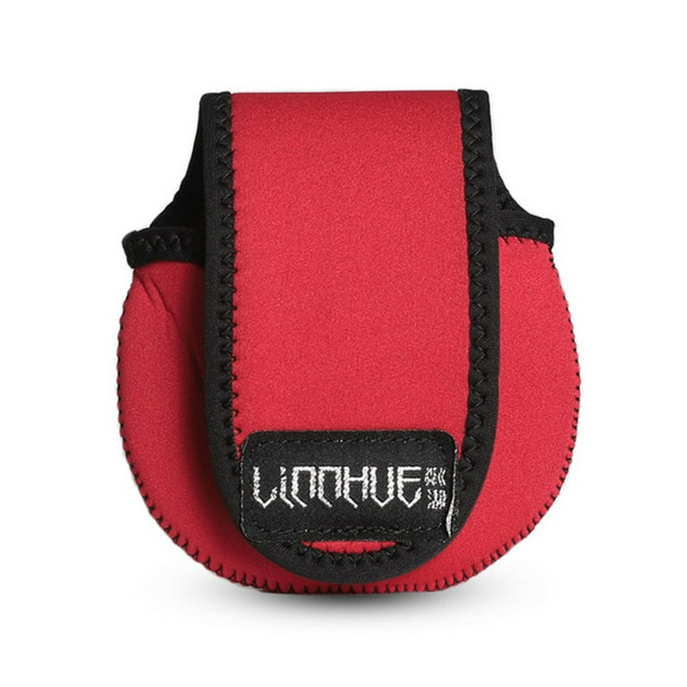 Lierteer Fishing Spinning-Reel Bag Cover Baitcasting Trolling Fishing Reel Case Pouch, Red