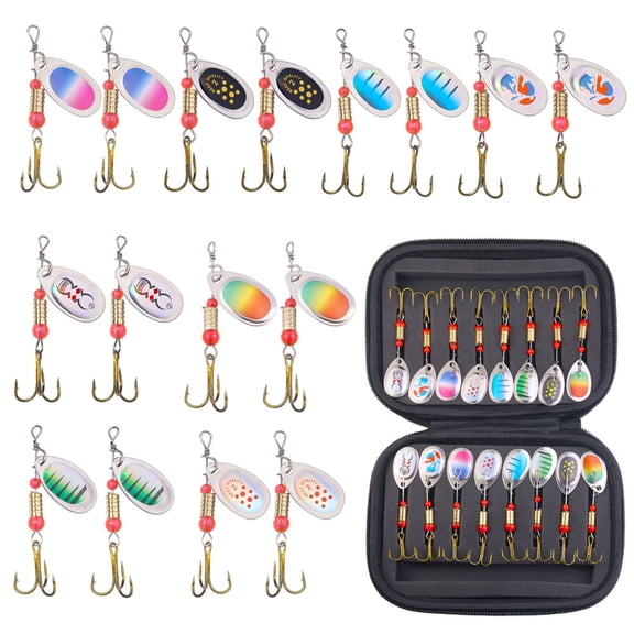Fishing Spoons Set Lures 16pcs Metal Baits for Casting Spinner Fishing Bait Fishing Lures Kits with Storage Bag Case pike carp