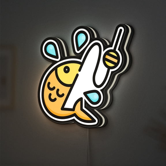 Fishing Sports 3D Novelty Light Box, Competitive Fisher Lamp Decor for Sport Enthusiasts, Reels and Outdoor Activities (Width 12 inch, 30cm)