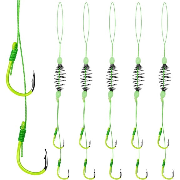 Fishing Spring Feeder Rigs, Ready-to-Use Double Hook Bait Cage Fishing Tackle, Anti-Tangle Spring Bait Cage Rig for Carp Catfish Fishing