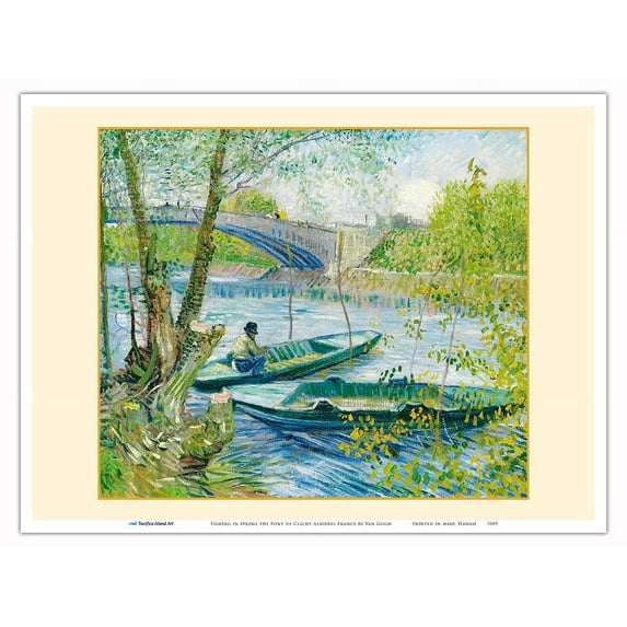 Fishing in Spring the Pont de Clichy Asnières France - From an Original Color Painting by Vincent Van Gogh c.1887 - Master Art Print (Unframed) 9in x 12in