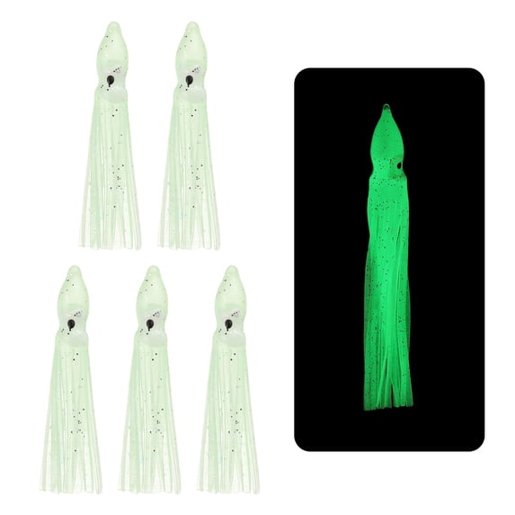 Fishing Squid Skirts Glow Soft Plastic Trolling Lures Fit for Bass Trout Salmon Saltwater Fishing Bait Green 2 Inch