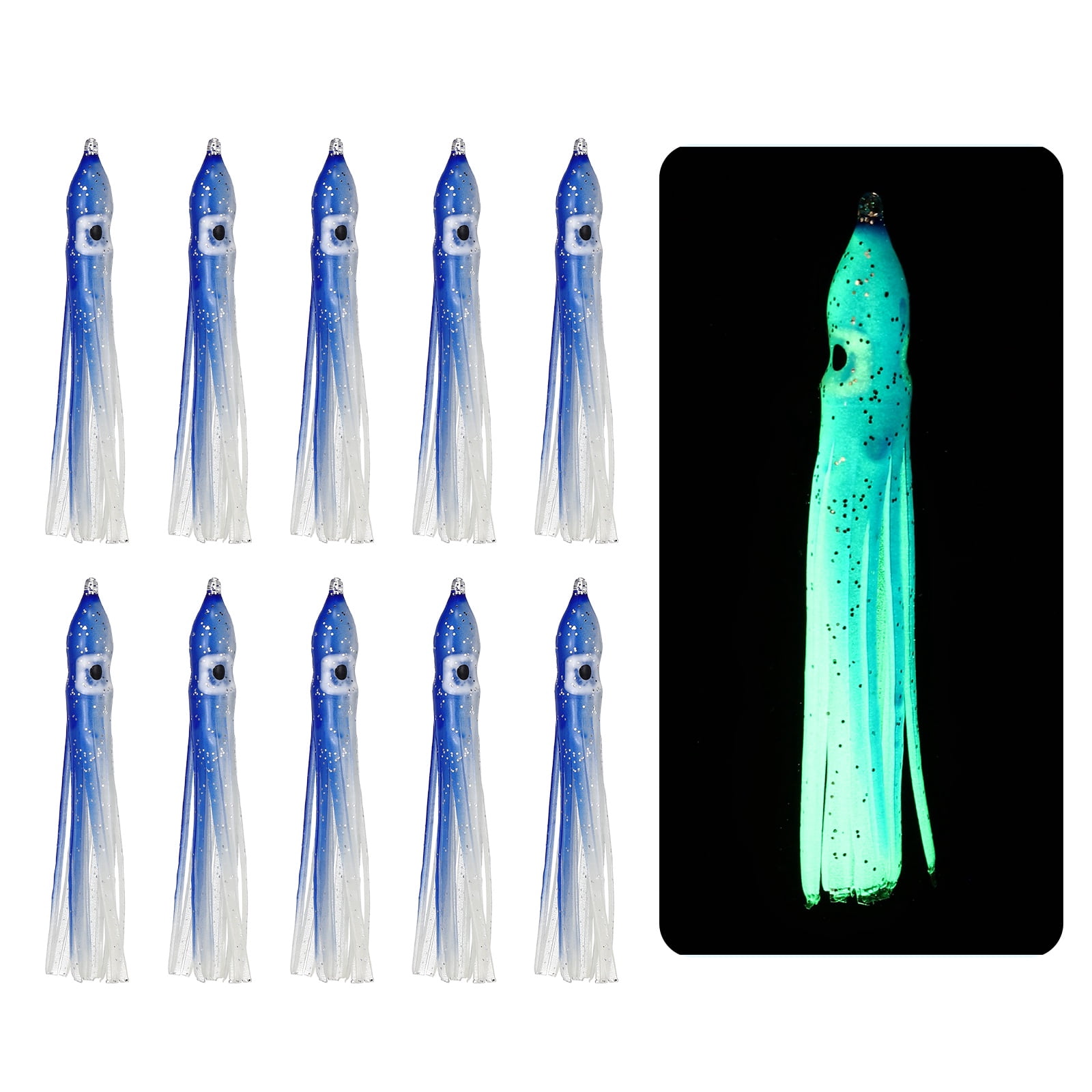 Fishing Squid Skirts, Glow Soft Plastic Trolling Lures Luminous 2 x 0.3