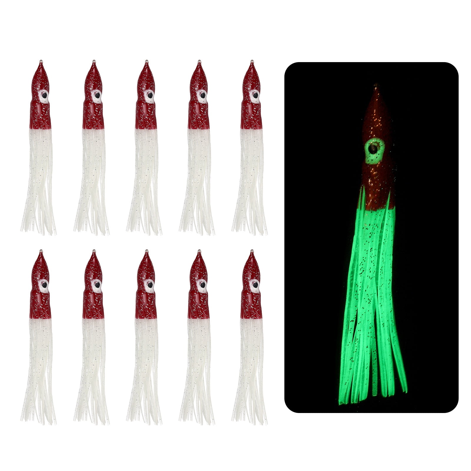 Fishing Squid Skirts, Glow Soft Plastic Trolling Lures Luminous 5.9 x 0 ...