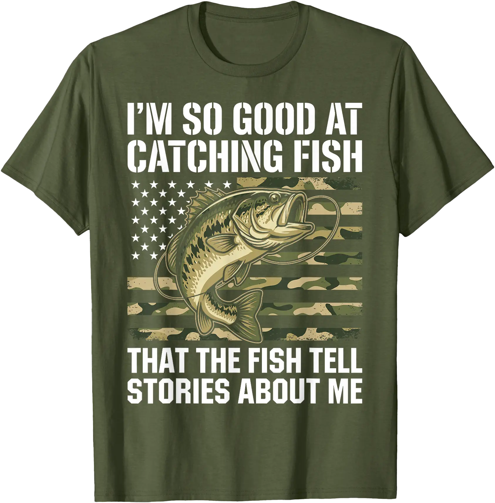 Fishing Stories Bass Catching Camo For T-Shirt - Walmart.com