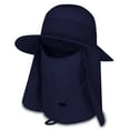 thumbnail image 1 of Fishing Sun Bonnie Bucket Hat Unisex Adult 360% UV UPF 50+ Solar Protection Lightweight Outdoor Summer Wide Brim Visor Cap with Detachable Neck Flap, Face Cover Mask, Windproof, For Beach, Navy, 1 of 1