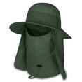 thumbnail image 1 of Fishing Sun Bonnie Bucket Hat Unisex Adult 360% UV UPF 50+ Solar Protection Lightweight Outdoor Summer Wide Brim Visor Cap with Detachable Neck Flap, Face Cover Mask, Windproof, For Beach, Army green, 1 of 1