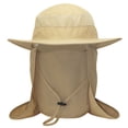thumbnail image 1 of Fishing Sun Bonnie Bucket Hat Unisex Adult 360% UV UPF 50+ Solar Protection, Lightweight Outdoor Summer Wide Brim Visor Cap with Detachable Neck Flap, Face Cover Mask, Windproof, For Beach, Khaki, 1 of 3