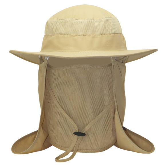 Fishing Sun Bonnie Bucket Hat Unisex Adult 360% UV UPF 50+ Solar Protection, Lightweight Outdoor Summer Wide Brim Visor Cap with Detachable Neck Flap, Face Cover Mask, Windproof, For Beach, Khaki