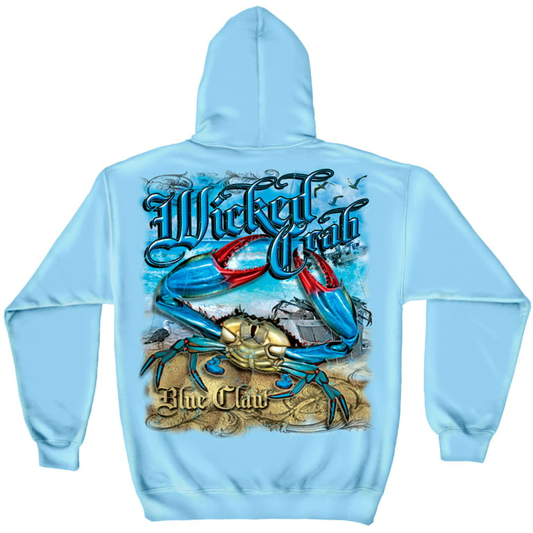 Fishing T-Shirt Hooded Sweat ShirtBlue Claw Crab Salt Water Fishing Fishing  T-Shirt Wicked Fish Blue Claw Crab Salt Water Fishing Large 