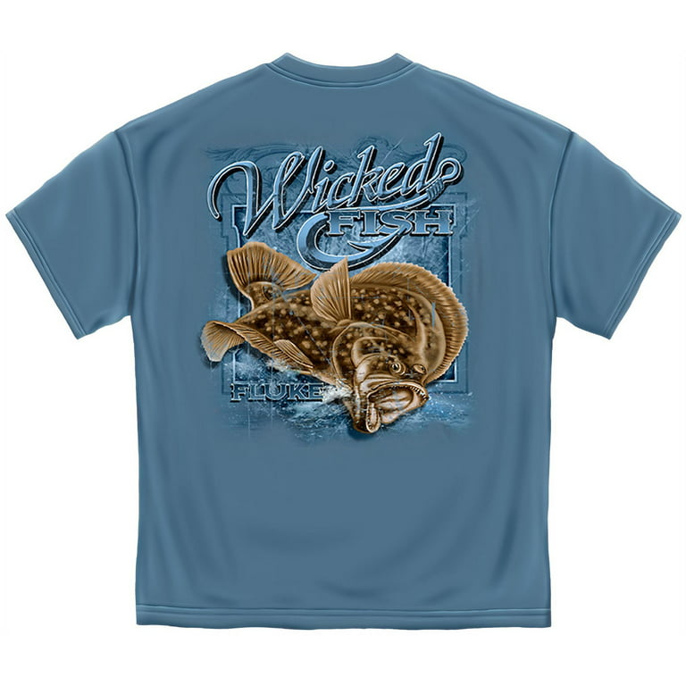 Fishing T-Shirt Wicked Fish Fluke Flounder Salt Water Fishing X-Large