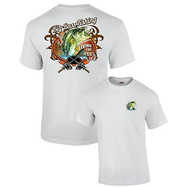 Fishing T-shirt Big Bass Fishing-White-Xxxl 